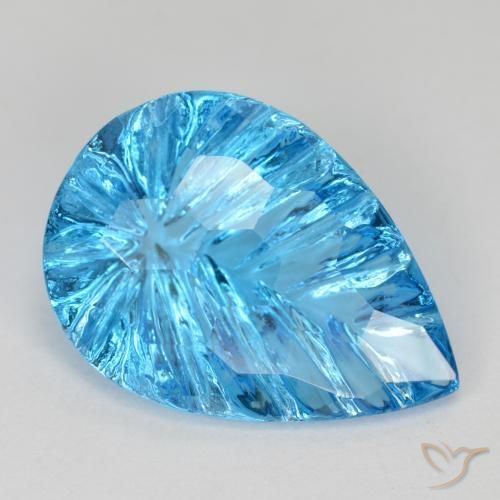 Topazio Blu svizzero naturale da 6.79 ct, Forma a pera, Trasparente