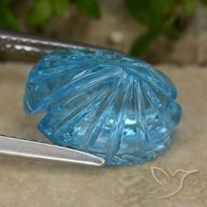 Topazio Blu svizzero naturale da 6.69 ct, Taglio a fiore, Trasparente