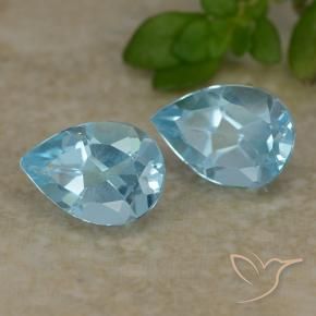 Gemme di Topazio Celeste naturale da 1.71 ct, Forma a pera, VVS-VS