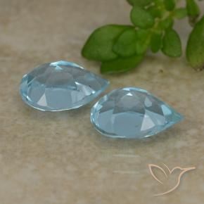 Gemme di Topazio Celeste naturale da 1.71 ct, Forma a pera, VVS-VS