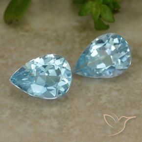 Gemme di Topazio Celeste naturale da 1.65 ct, Forma a pera, VVS-VS