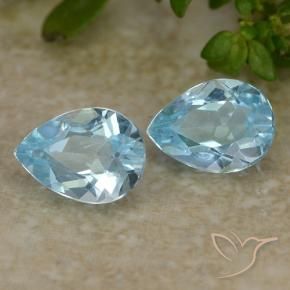 Gemme di Topazio Celeste naturale da 1.65 ct, Forma a pera, VVS-VS
