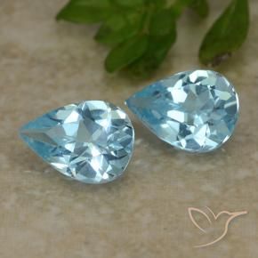 Gemme di Topazio Celeste naturale da 1.48 ct, Forma a pera, VVS-VS