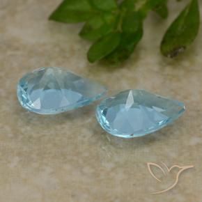 Gemme di Topazio Celeste naturale da 1.48 ct, Forma a pera, VVS-VS