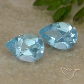 Gemme di Topazio Celeste naturale da 1.65 ct, Forma a pera, VVS-VS