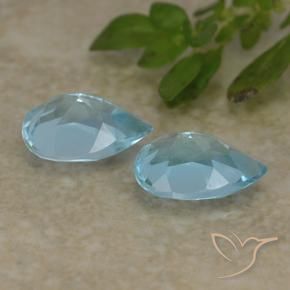 Gemme di Topazio Celeste naturale da 1.65 ct, Forma a pera, VVS-VS