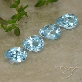 Gemme di Topazio Celeste naturale da 2.19 ct, Forma a pera, VVS-VS
