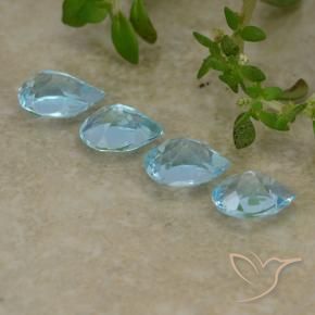 Gemme di Topazio Celeste naturale da 2.19 ct, Forma a pera, VVS-VS