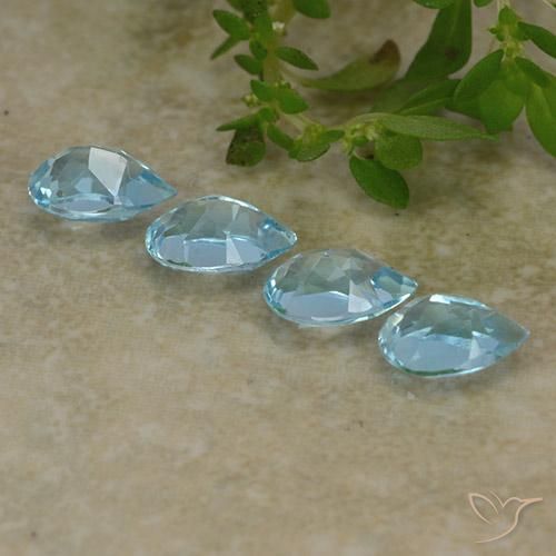 Gemme di Topazio Blu svizzero naturale da 2.07 ct, Forma a pera, VVS-VS