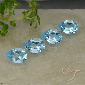 Gemme di Topazio Celeste naturale da 3.21 ct, Forma a pera, VVS-VS