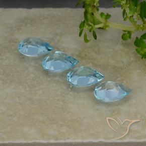 Gemme di Topazio Celeste naturale da 3.21 ct, Forma a pera, VVS-VS
