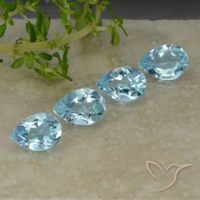 Gemme di Topazio Celeste naturale da 3.27 ct, Forma a pera, VVS-VS