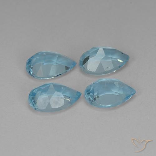 Gemme di Topazio Celeste naturale da 3.29 ct, Forma a pera, VVS-VS