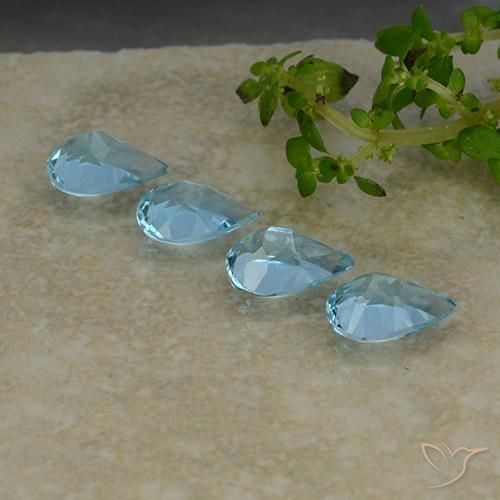Gemme di Topazio Celeste naturale da 3.09 ct, Forma a pera, VVS-VS