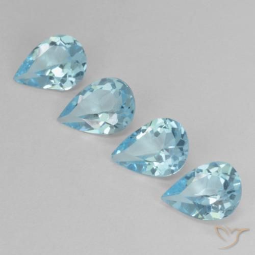 Gemme di Topazio Celeste naturale da 2.81 ct, Forma a pera, VVS-VS