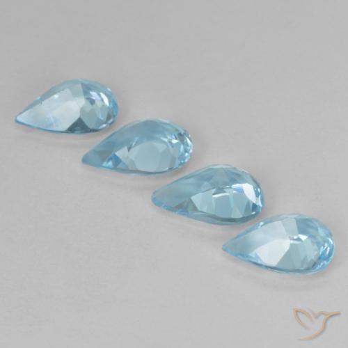 Gemme di Topazio Celeste naturale da 2.81 ct, Forma a pera, VVS-VS