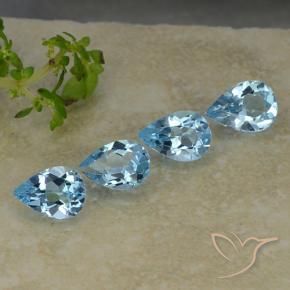 Gemme di Topazio Blu svizzero naturale da 2.92 ct, Forma a pera, VVS-VS