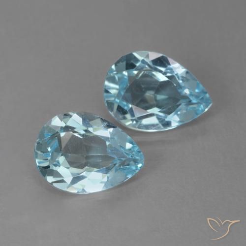 Gemme di Topazio Celeste naturale da 1.81 ct, Forma a pera, VVS-VS