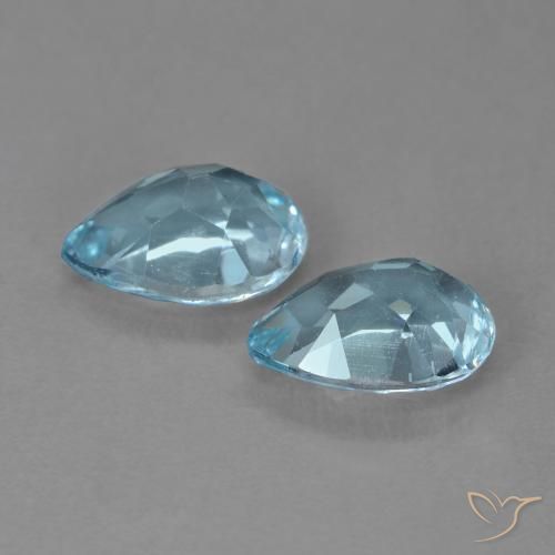 Gemme di Topazio Celeste naturale da 1.81 ct, Forma a pera, VVS-VS