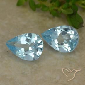 Gemme di Topazio Celeste naturale da 1.59 ct, Forma a pera, VVS-VS