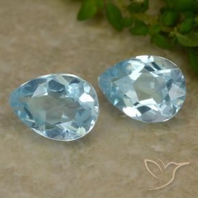Gemme di Topazio Celeste naturale da 1.75 ct, Forma a pera, VVS-VS