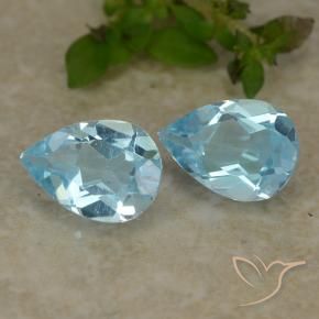 Gemme di Topazio Celeste naturale da 1.60 ct, Forma a pera, VVS-VS