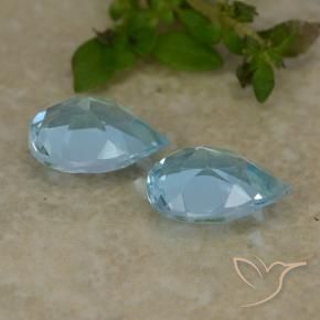Gemme di Topazio Celeste naturale da 1.60 ct, Forma a pera, VVS-VS