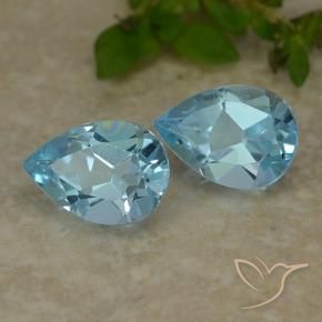 Gemme di Topazio Celeste naturale da 1.69 ct, Forma a pera, VVS-VS