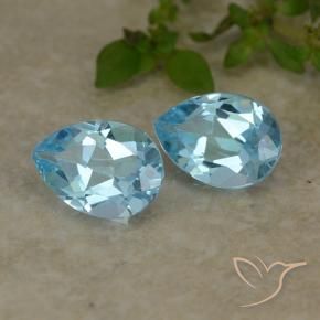 Gemme di Topazio Celeste naturale da 1.67 ct, Forma a pera, VVS-VS