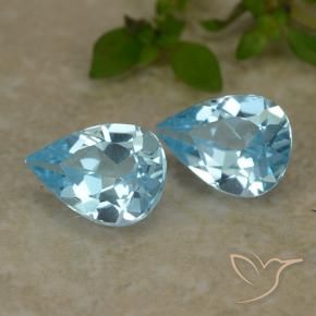 Gemme di Topazio Celeste naturale da 1.49 ct, Forma a pera, VVS-VS