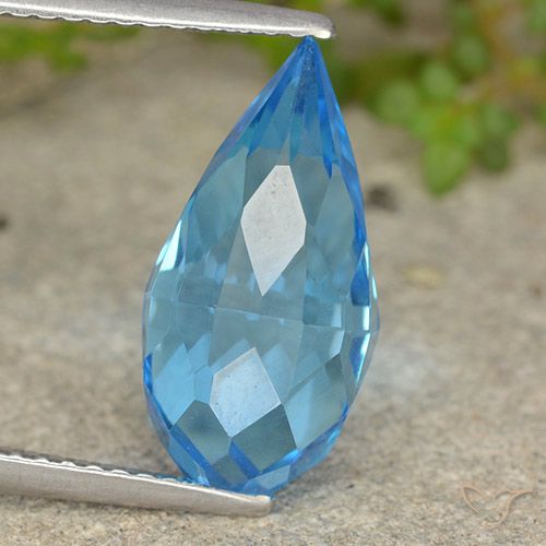 6.64ct Naturale Blu svizzero Topazio, Taglio briolette, VS