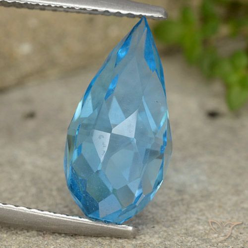 6.52ct Naturale Blu svizzero Topazio, Taglio briolette, VVS-VS