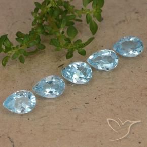 Gemme di Topazio Celeste naturale da 2.55 ct, Forma a pera, VVS-VS