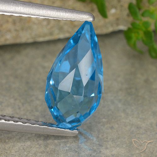 2.63ct Naturale Blu svizzero Topazio, Taglio briolette, VVS-VS, Photo A