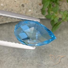 Topazio Blu svizzero naturale da 3.59 ct, Taglio briolette, VVS-VS
