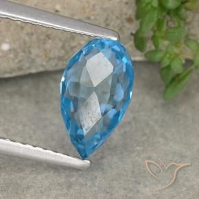 Topazio Blu svizzero naturale da 3.59 ct, Taglio briolette, VVS-VS