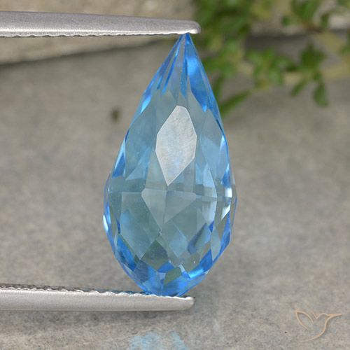 6.65ct Naturale Blu svizzero Topazio, Taglio briolette, VVS-VS