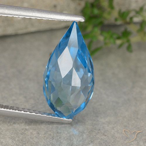 6.71ct Naturale Blu svizzero Topazio, Taglio briolette, VVS-VS