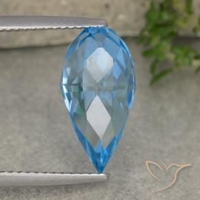 Topazio Blu svizzero naturale da 6.71 ct, Taglio briolette, VVS-VS