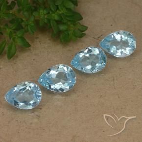 Gemme di Topazio Celeste naturale da 3.15 ct, Forma a pera, VVS-VS