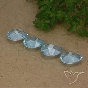 Gemme di Topazio Celeste naturale da 3.15 ct, Forma a pera, VVS-VS