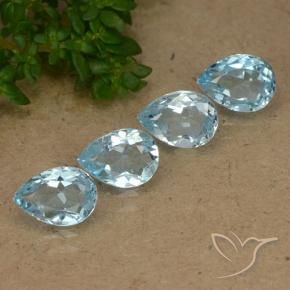 Gemme di Topazio Celeste naturale da 3.45 ct, Forma a pera, VVS-VS