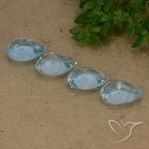 Gemme di Topazio Celeste naturale da 3.45 ct, Forma a pera, VVS-VS