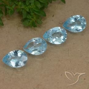 Gemme di Topazio Celeste naturale da 3.20 ct, Forma a pera, VVS-VS