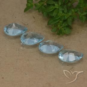 Gemme di Topazio Celeste naturale da 3.20 ct, Forma a pera, VVS-VS