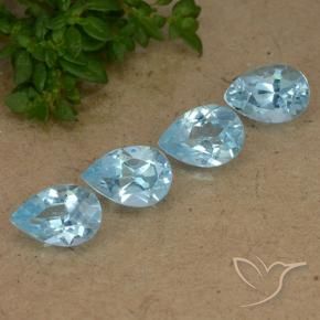 Gemme di Topazio Blu svizzero naturale da 3.08 ct, Forma a pera, VVS-VS