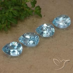 Gemme di Topazio Celeste naturale da 3.61 ct, Forma a pera, VVS-VS
