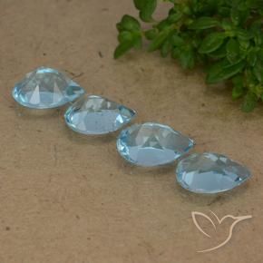 Gemme di Topazio Celeste naturale da 3.61 ct, Forma a pera, VVS-VS