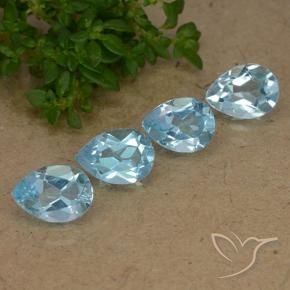 Gemme di Topazio Celeste naturale da 3.36 ct, Forma a pera, VVS-VS