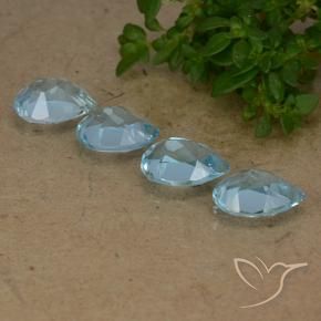 Gemme di Topazio Celeste naturale da 3.36 ct, Forma a pera, VVS-VS